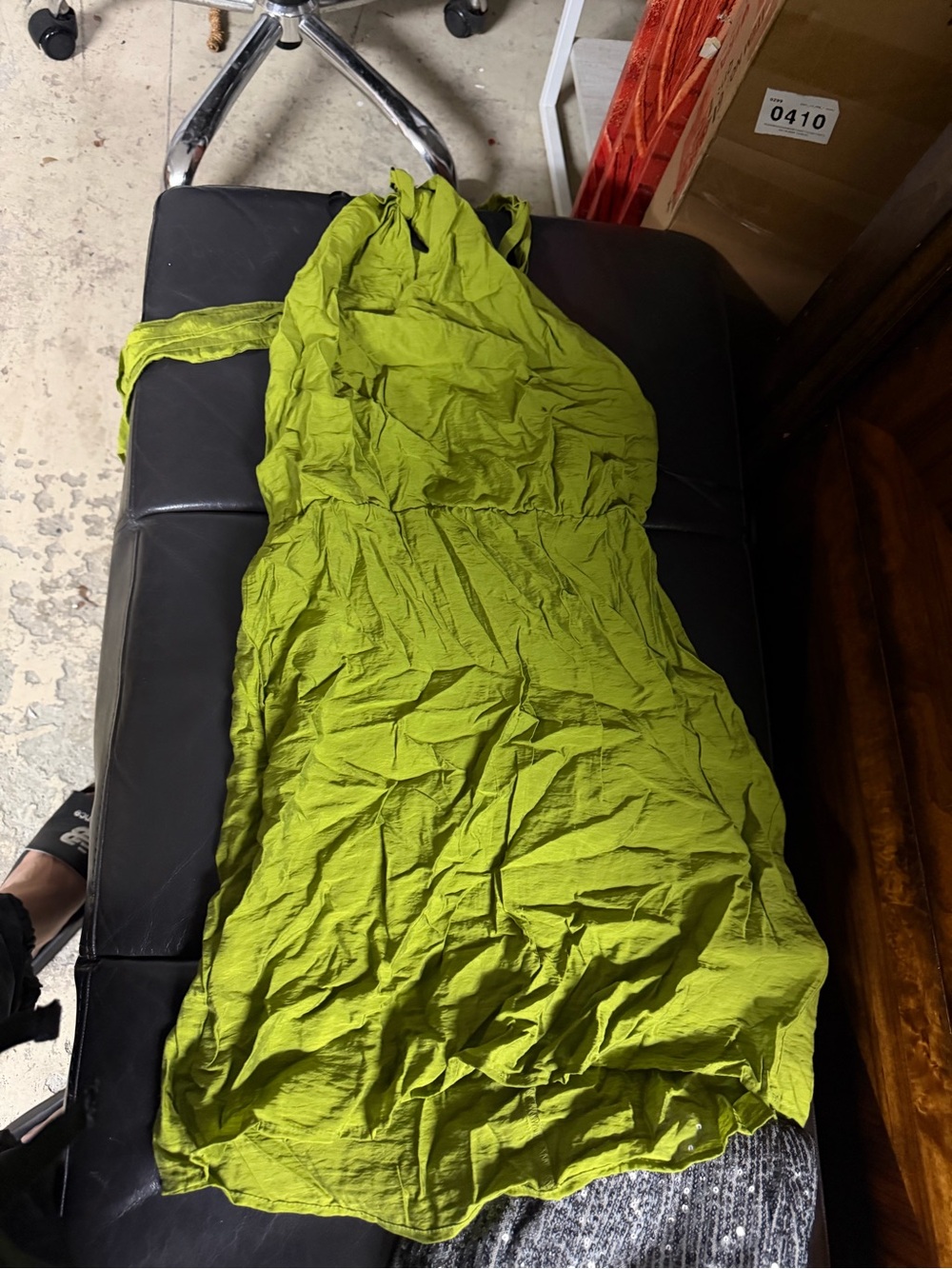 H&M Chartreuse Halter Tie-Neck Dress